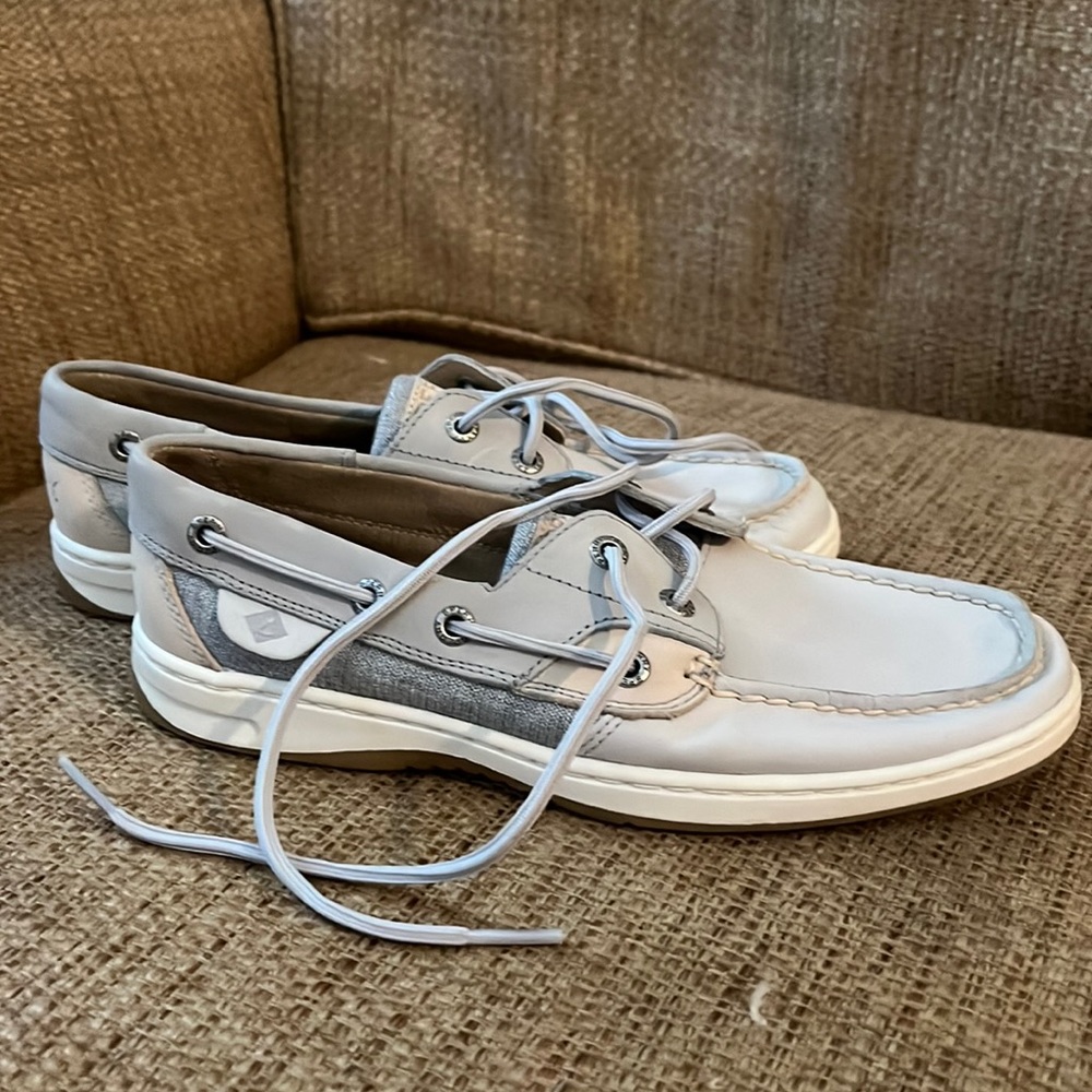 Sperry boat shoes. Gray/silver. Worn only to try on. Women’s 6.5 M